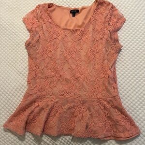 Apt. 9 Women's Coral Lace Peplum Blouse
